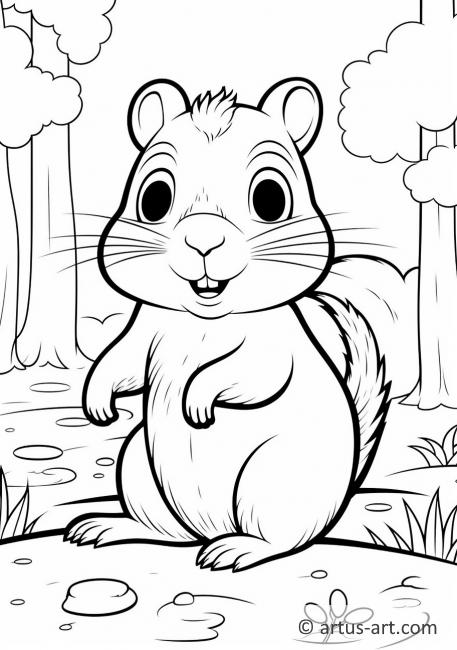 Cute Ground squirrel Coloring Page For Kids
